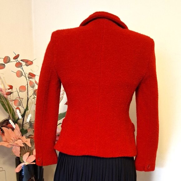 Vintage Jones New York Red Wool Lined Blazer Jacket Size 2 or 4 - Picture 5 of 10